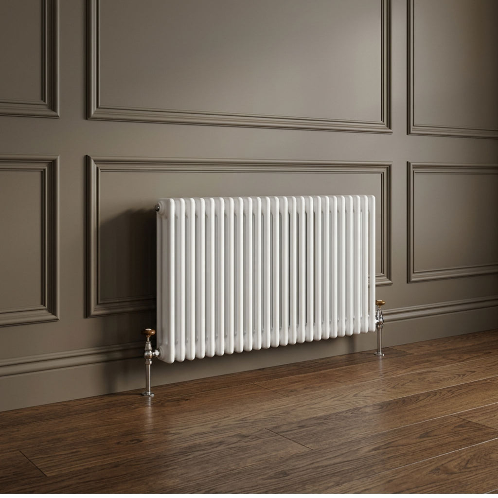 Arroll steel 3 column horizontal radiator in White RAL 9010, 600mm high