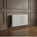 Arroll steel 3 column horizontal radiator in White RAL 9010, 600mm high