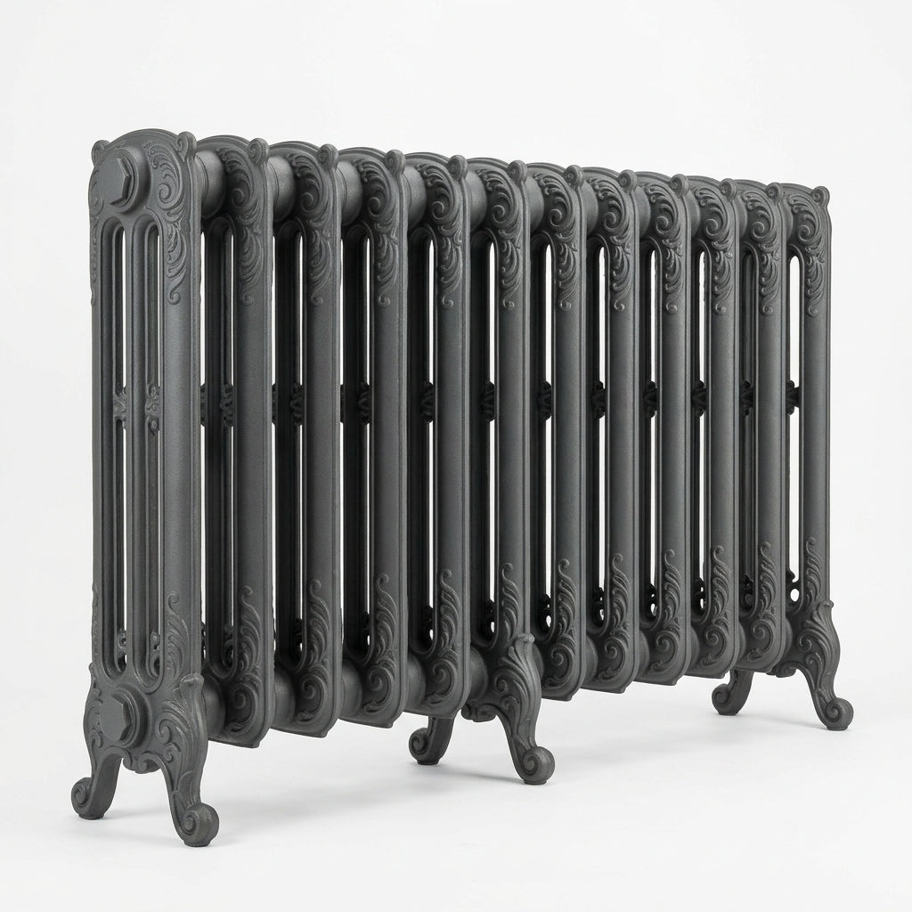 Edwardian Aluminium 4 Column Radiator, 750mm high, in Anthracite 7016