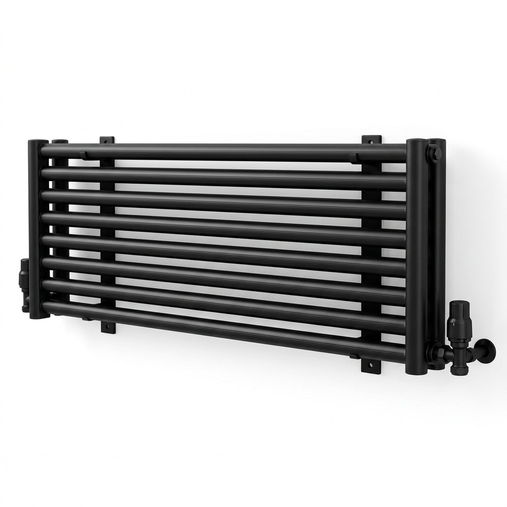 Arroll Steel 2 Column Horizontal Radiator – 300mm in Black RAL 9005