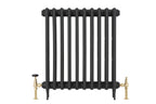 Grace Manual Radiator Valve Set in brass, fitted to black radiator