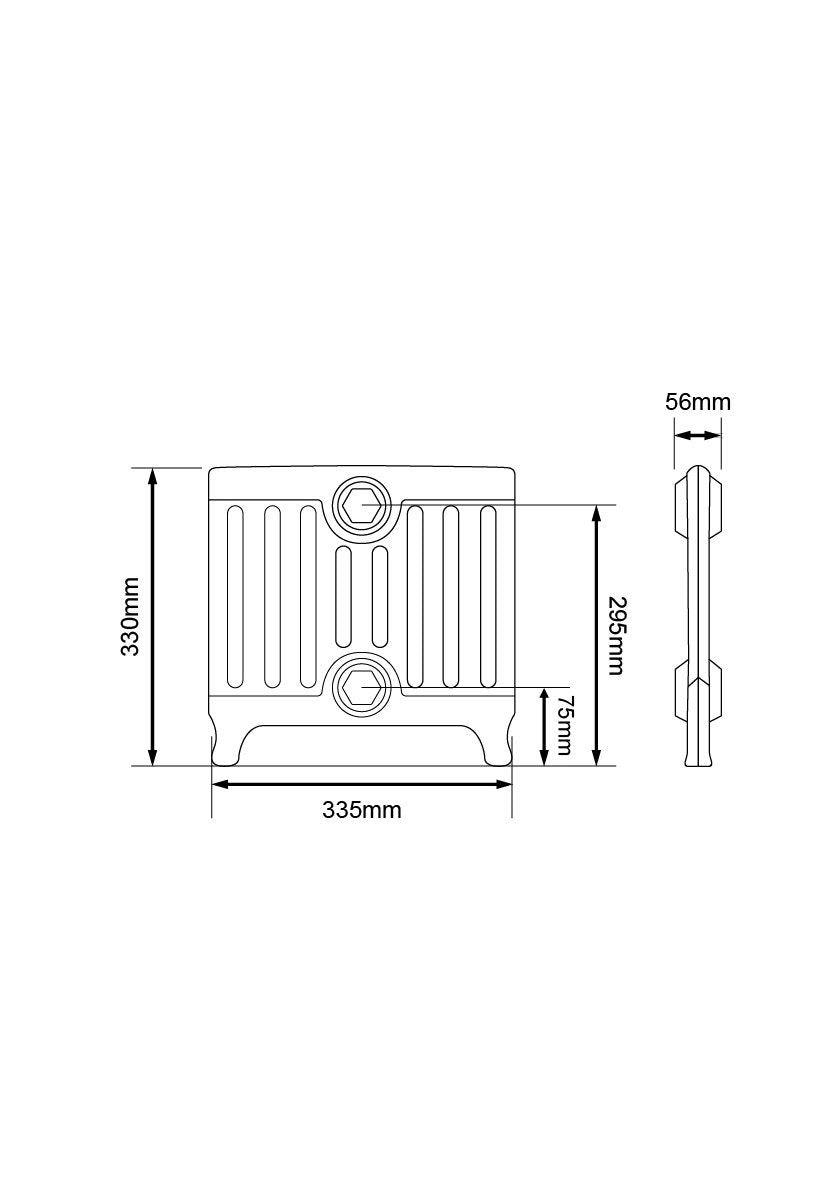 Technical drawing: 330mm / 2 sections (146mm) / Foundry Raw Section
