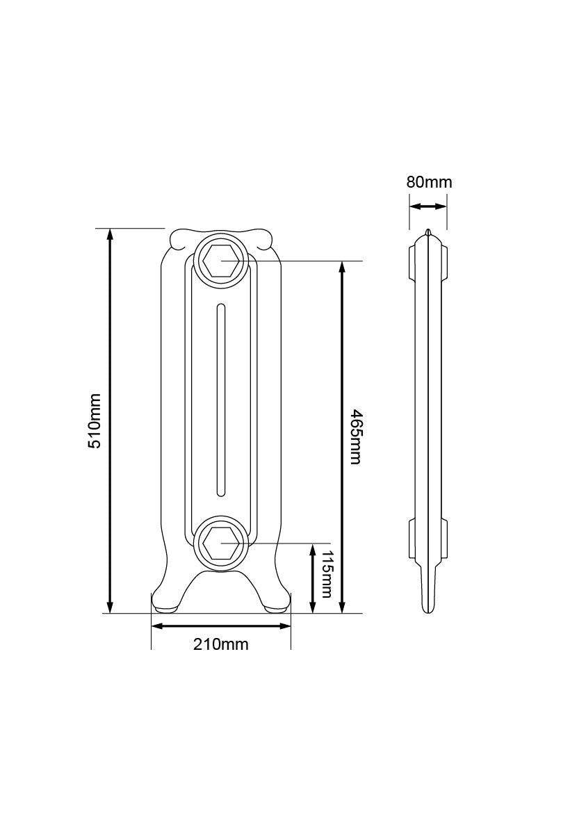 Technical drawing: 510mm / 2 sections (194mm) / Foundry Raw Section