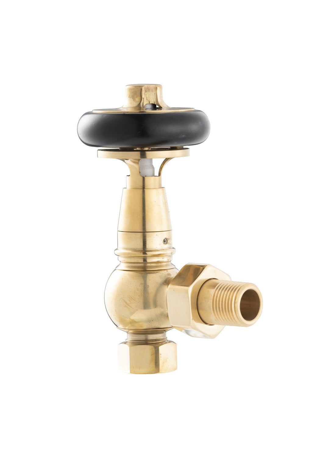 Grace Thermostatic Radiator Valve Set in brass, single valve, front view